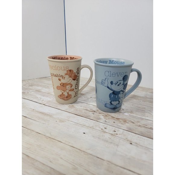 The Disney Store Mugs Mickey and Minnie Sweet Smart Matching‎ Mugs Orange Blue - Picture 5 of 10